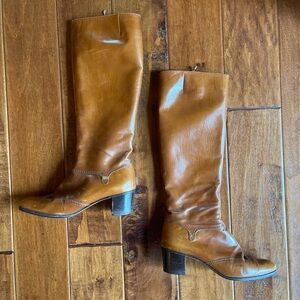 Vintage Salvatore Ferragamo Knee High Riding Boots - Cognac Brown Leather 7.5-8